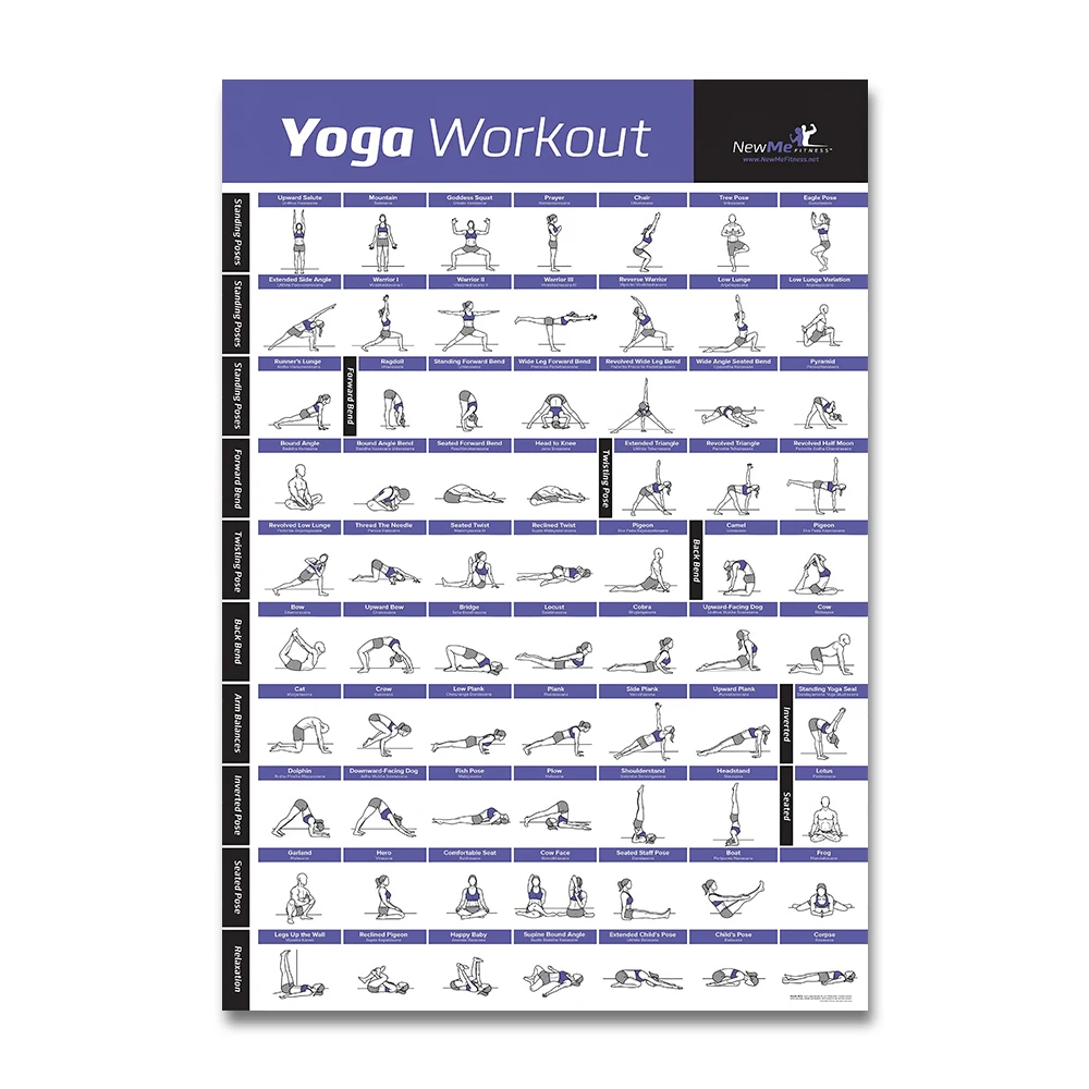 Plakat treningowy - ćwiczenia pilates i jogi Szary