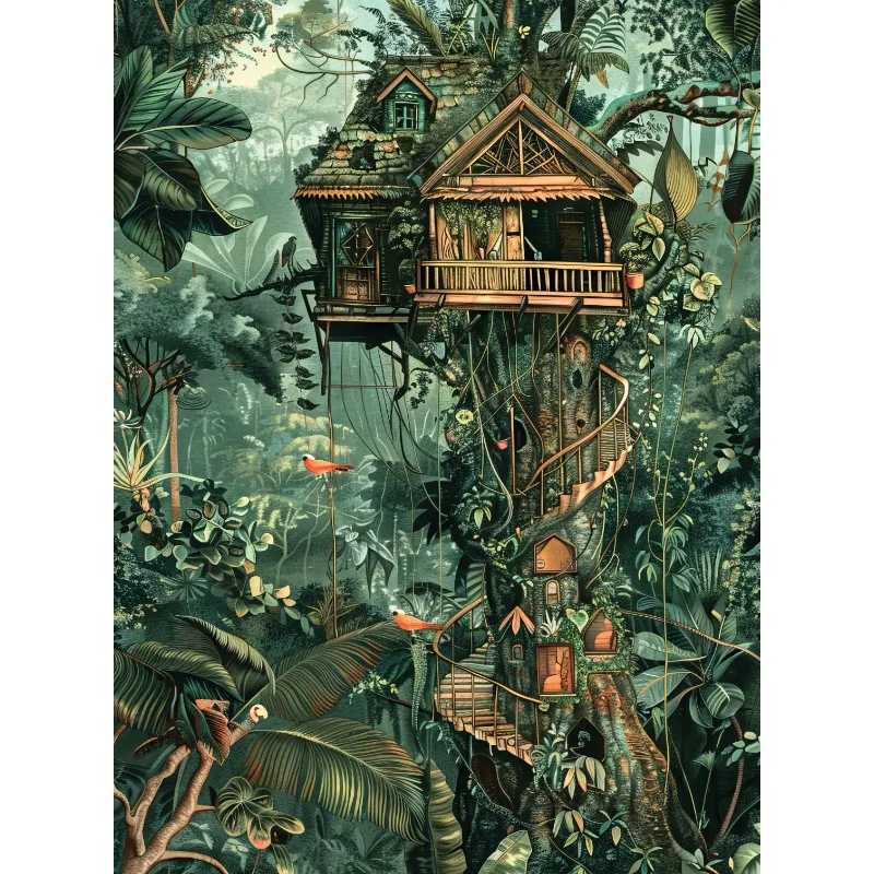 Plakat tropikalna dżungla vintage botaniczny Wzór 7