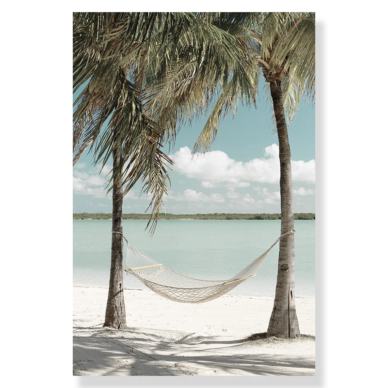 Plakat tropikalna plaża z palmami Wzór 2