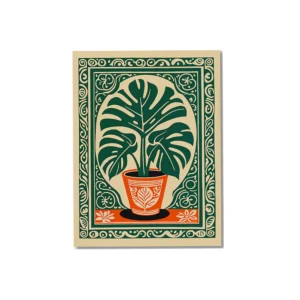 Plakat boho tropikalne rośliny vintage Biały