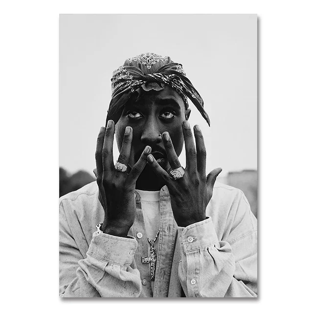 Plakat Tupac 2Pac – czarno-biały portret Czarny