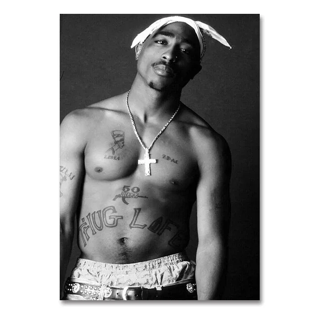 Plakat Tupac 2Pac – czarno-biały portret Jasnoszary