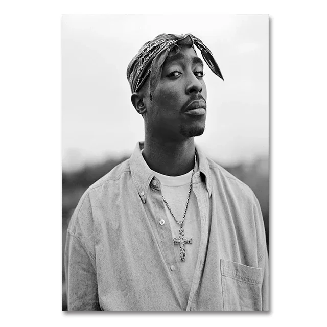 Plakat Tupac 2Pac – czarno-biały portret Niebieski