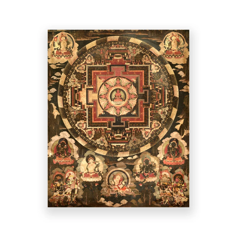 Plakat tybetanska mandala thangka - sztuka buddyjska Brązowy