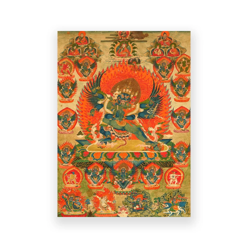 Plakat tybetanska mandala thangka - sztuka buddyjska Ciemny szary