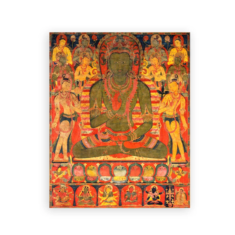 Plakat tybetanska mandala thangka - sztuka buddyjska Granatowy