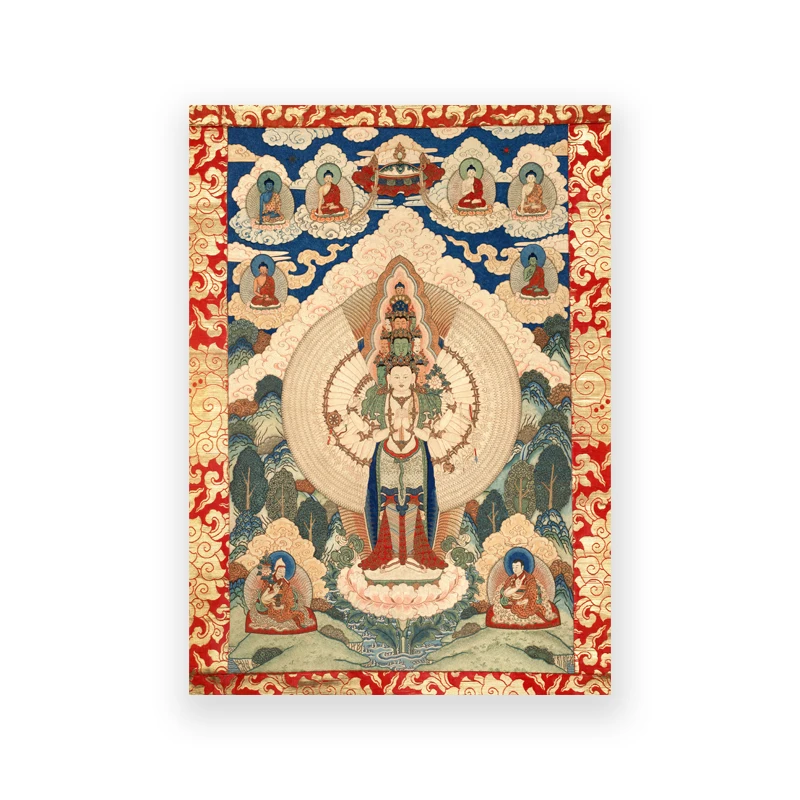 Plakat tybetanska mandala thangka - sztuka buddyjska Jasnożółty