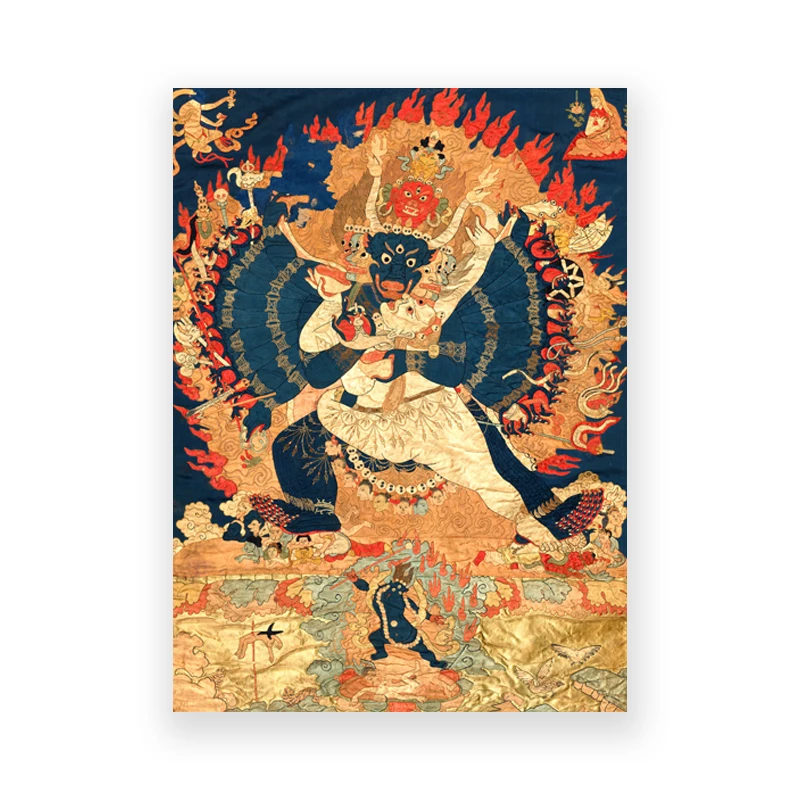 Plakat tybetanska mandala thangka - sztuka buddyjska Pomarańczowy