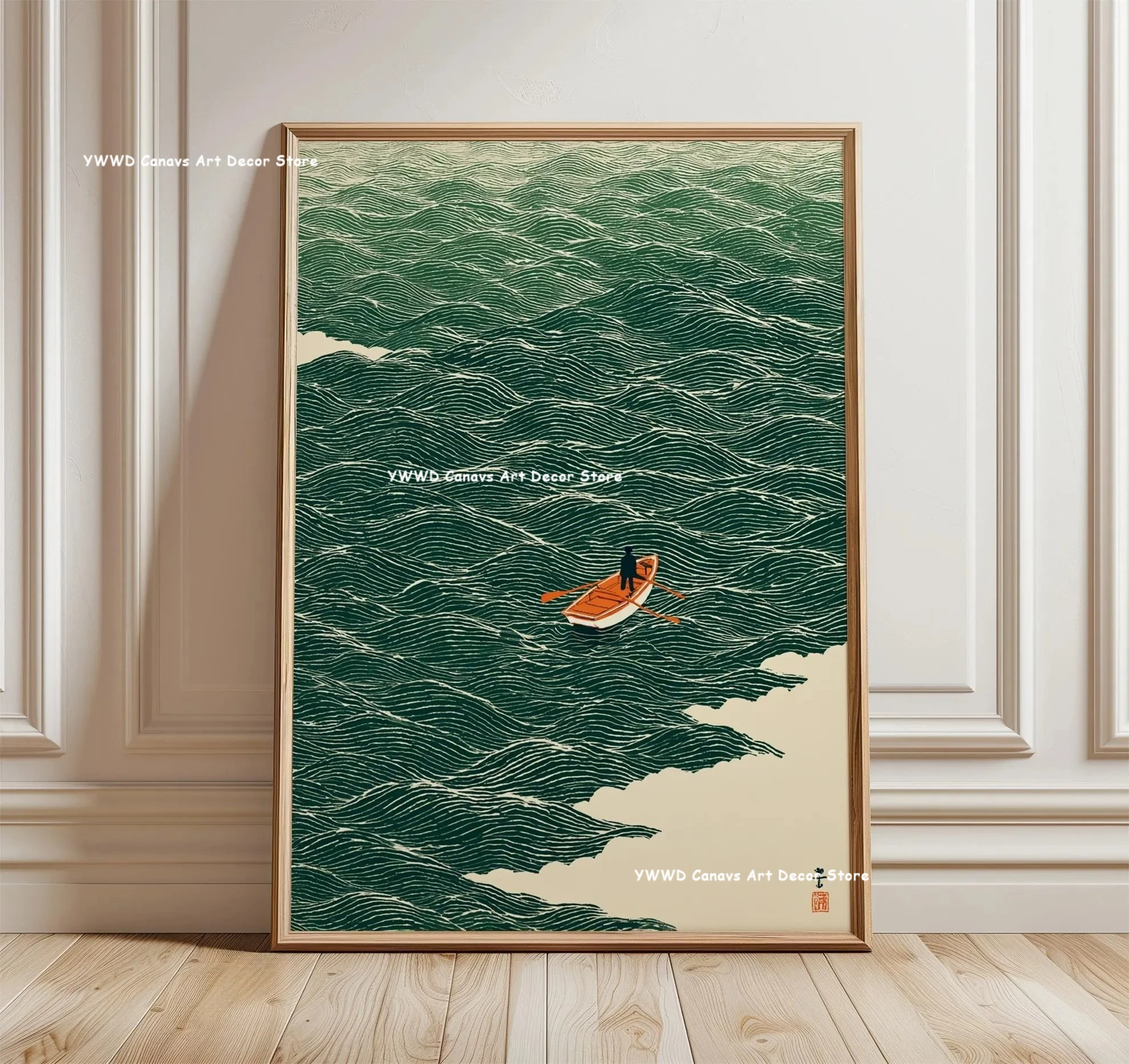Plakat tygrys i karpie koi w stylu japońskim śliwka