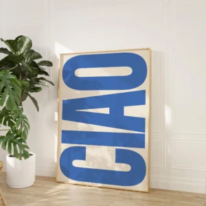 Plakat typograficzny OH HI nowoczesny napis Granatowy