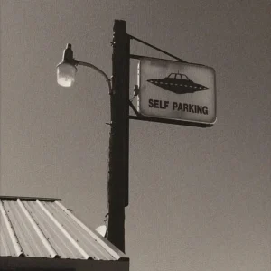 Plakat UFO nad lasem - czarno-biała fotografia vintage Fioletowy/фиолетовый