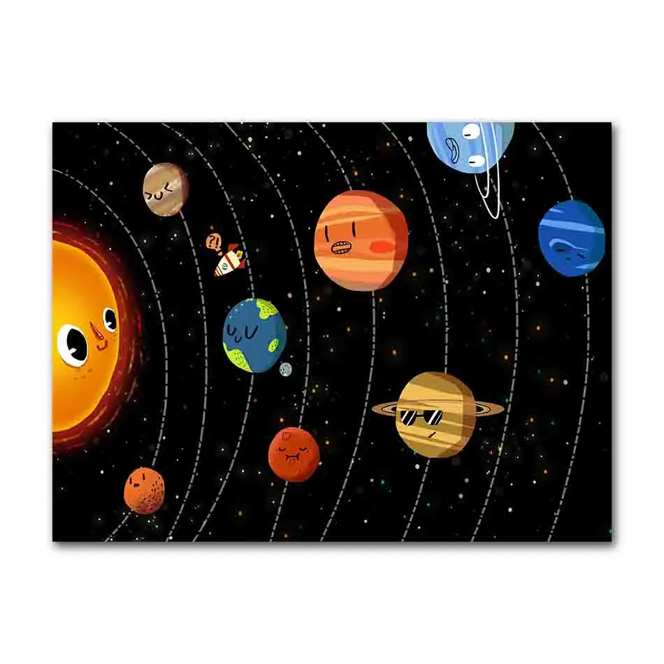 Układ Słoneczny - plakat z planetami Czerwony