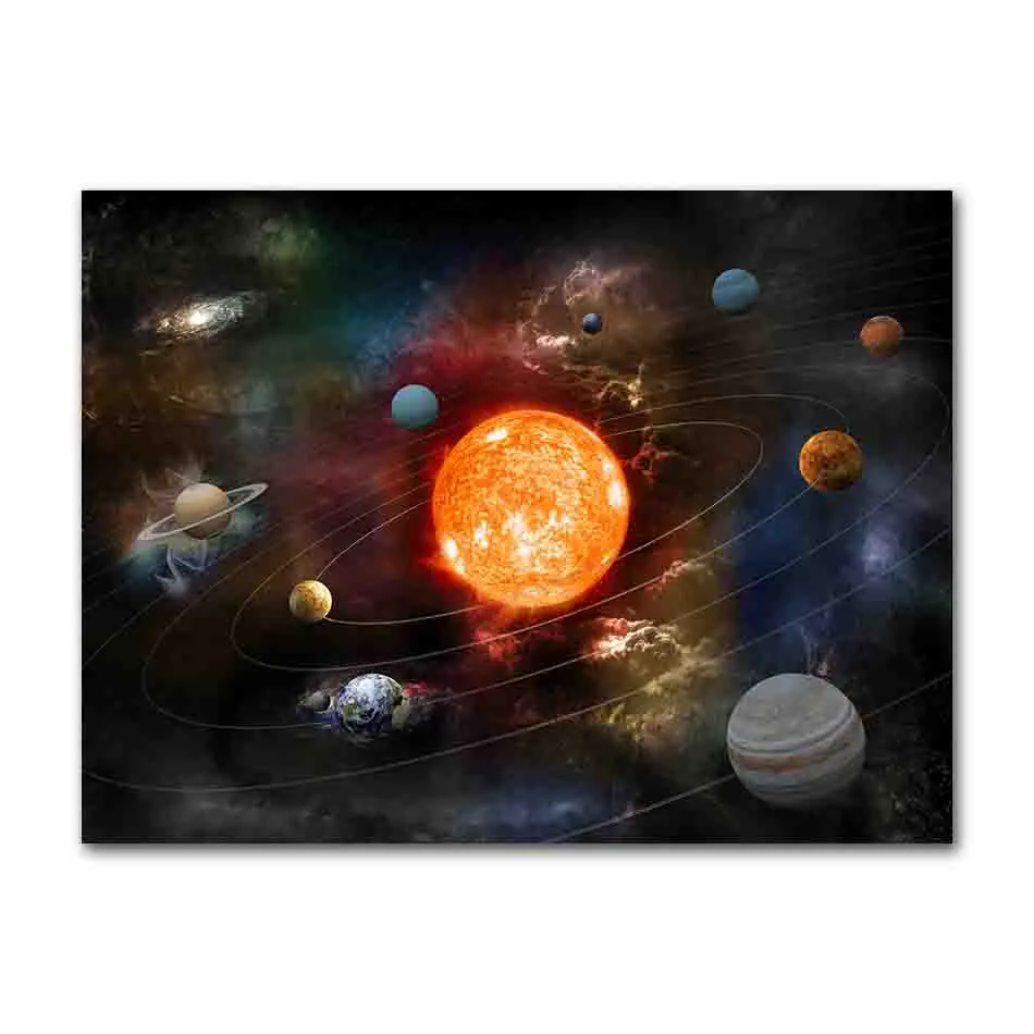 Układ Słoneczny - plakat z planetami Granatowy
