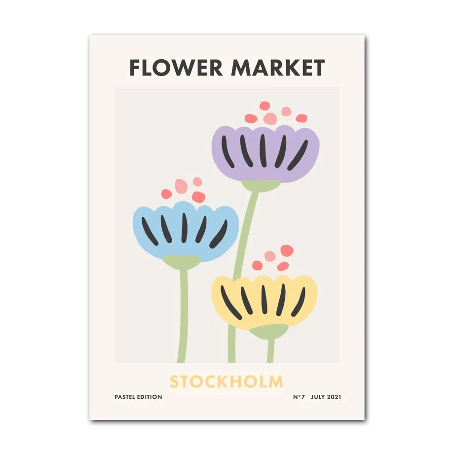 Uśmiechnięty kwiat w kratę - plakat pastelowy Fioletowy