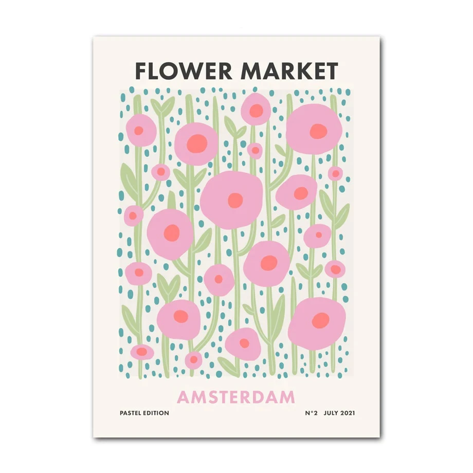 Uśmiechnięty kwiat w kratę - plakat pastelowy Fioletowy/фиолетовый