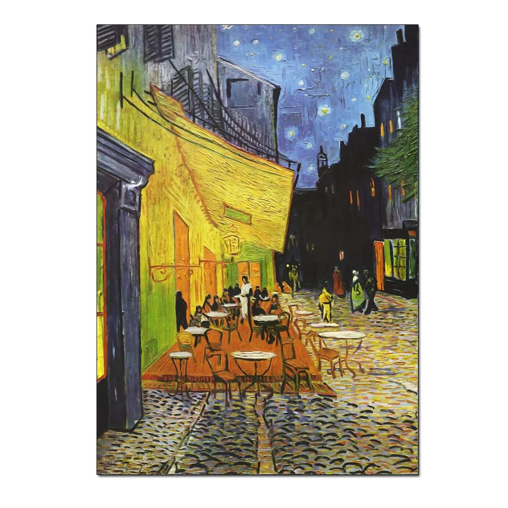 Plakat Van Gogh Taras kawiarni w nocy Armijna zieleń