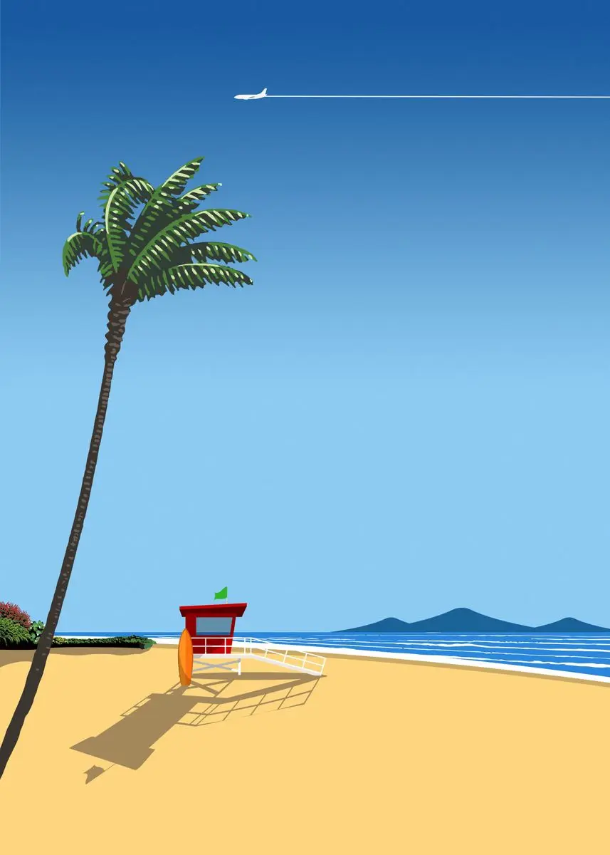 Plakat Hiroshi Nagai vaporwave lato Brązowy