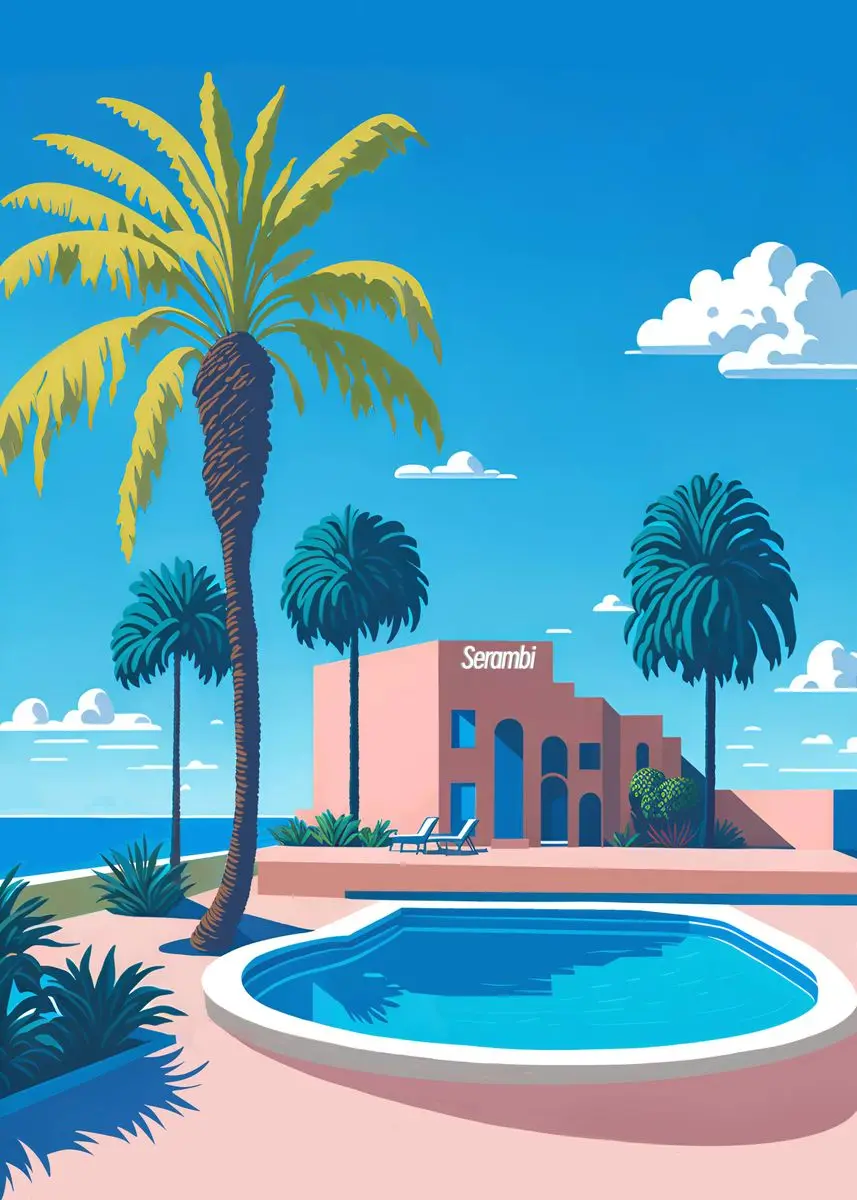 Plakat Hiroshi Nagai vaporwave lato Jasnożółty