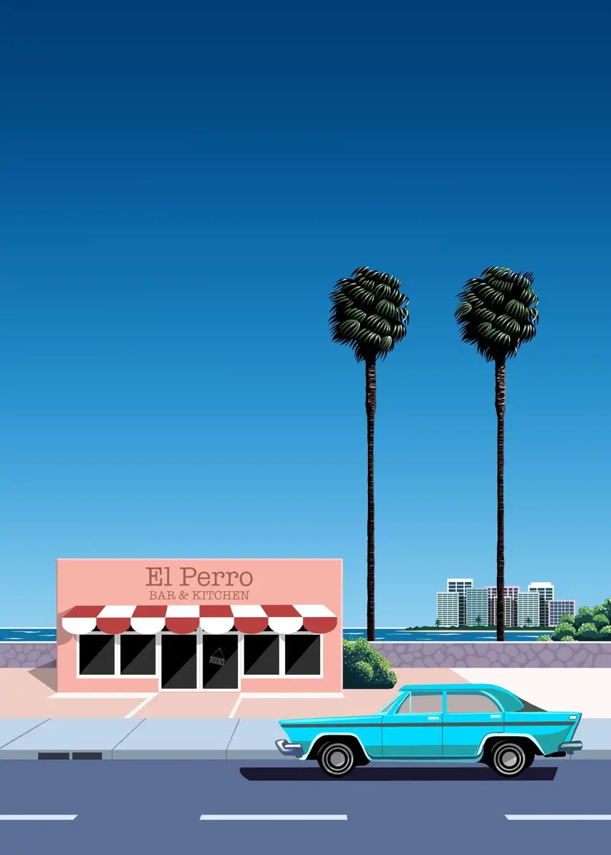 Plakat Hiroshi Nagai vaporwave lato Pomarańczowy