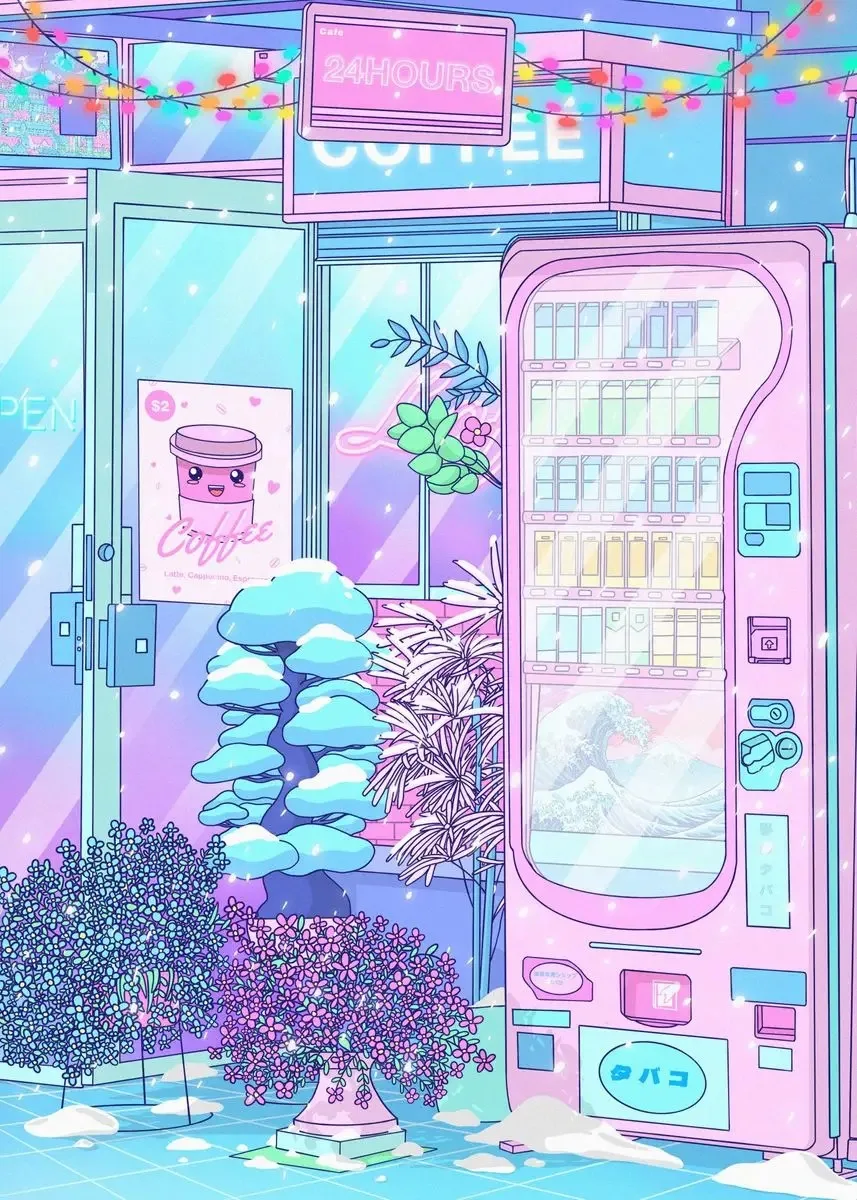 Plakat vaporwave – neonowe miasto lat 80. Wzór 10