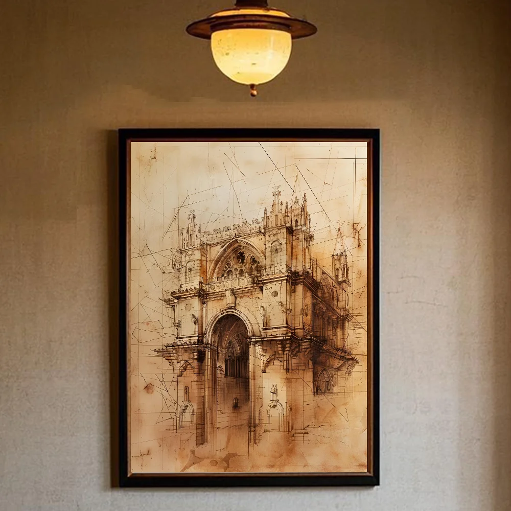 Vintage Rysunki Architektury – Plakat Wzór 9