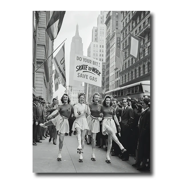 Vintage moda - czarno-biały plakat z kobietą Fioletowy/фиолетовый