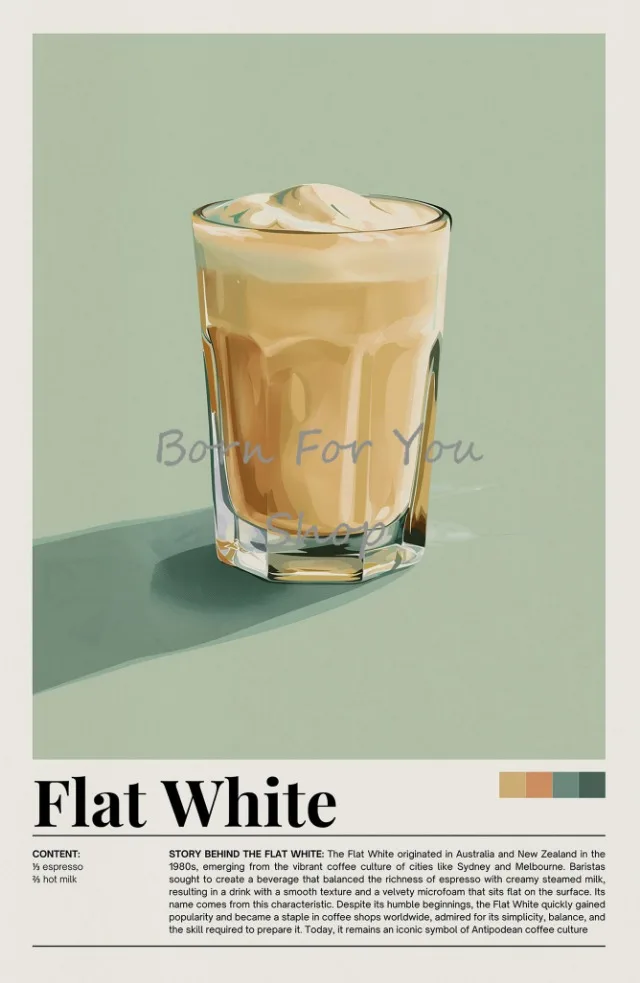 Plakat vintage napoje kawowe i matcha Fioletowy