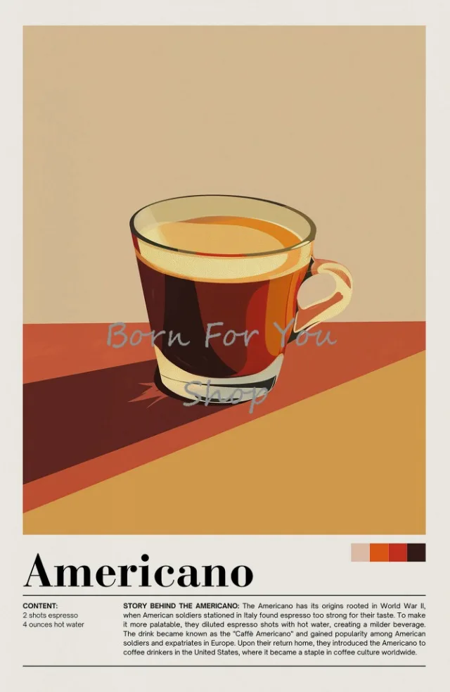 Plakat vintage napoje kawowe i matcha Zielony