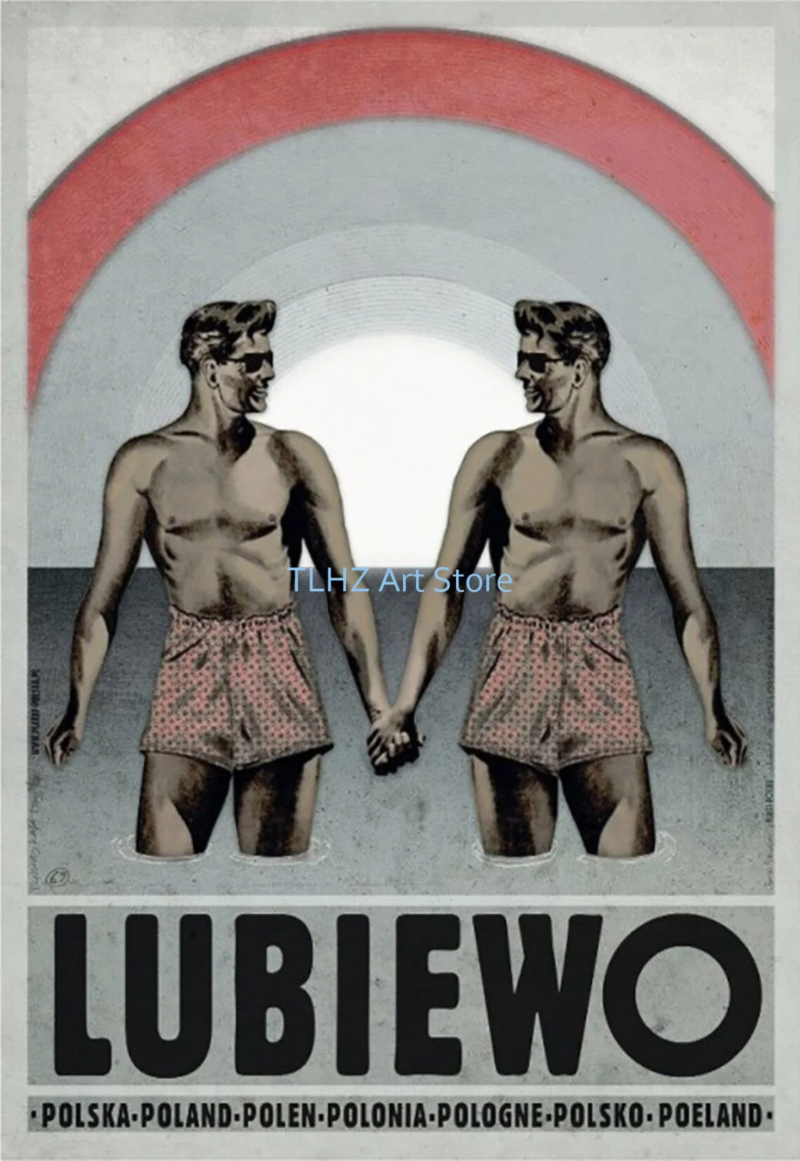 Plakat vintage z polskimi miastami i krajobrazami Wzór 1