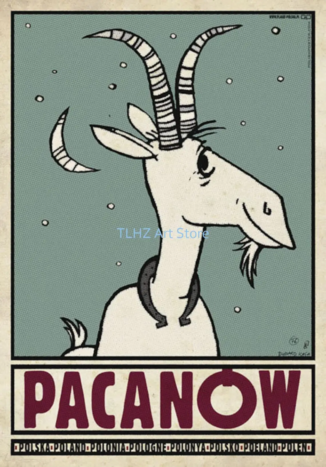 Plakat vintage z polskimi miastami i krajobrazami Wzór 4