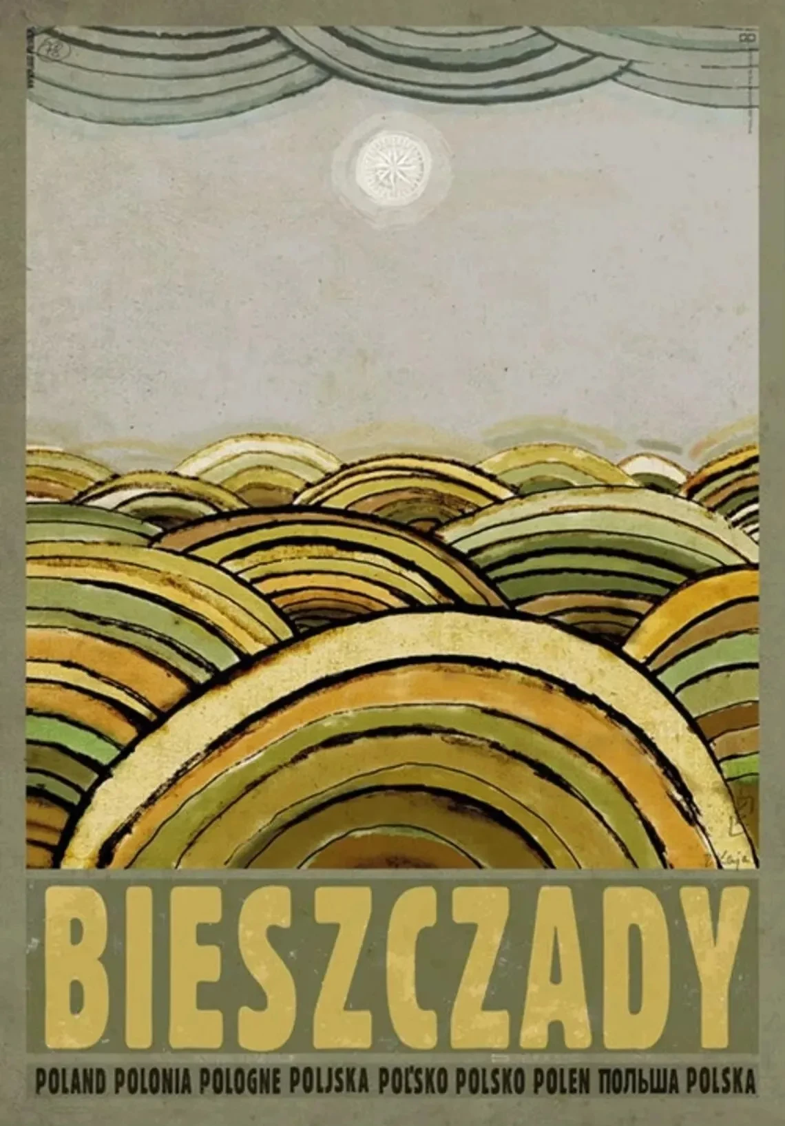 Plakat vintage polskie miasta i krajobrazy Armijna zieleń