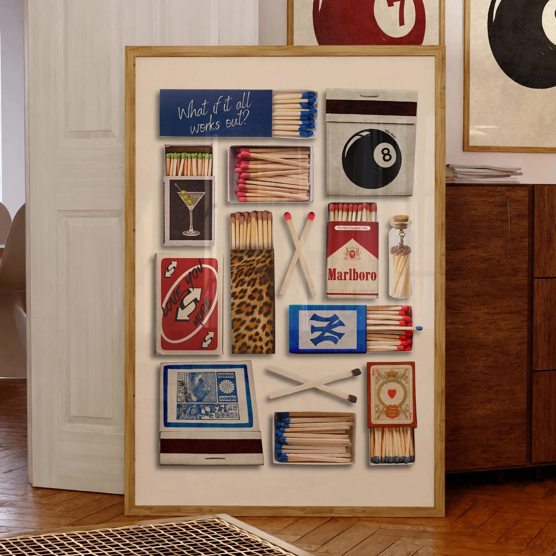 Plakat Vintage Pudełko Zapałek żółty