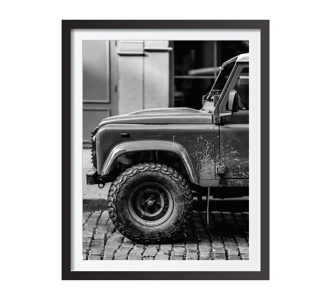 Vintage samochody - czarno-biały plakat Wzór 6