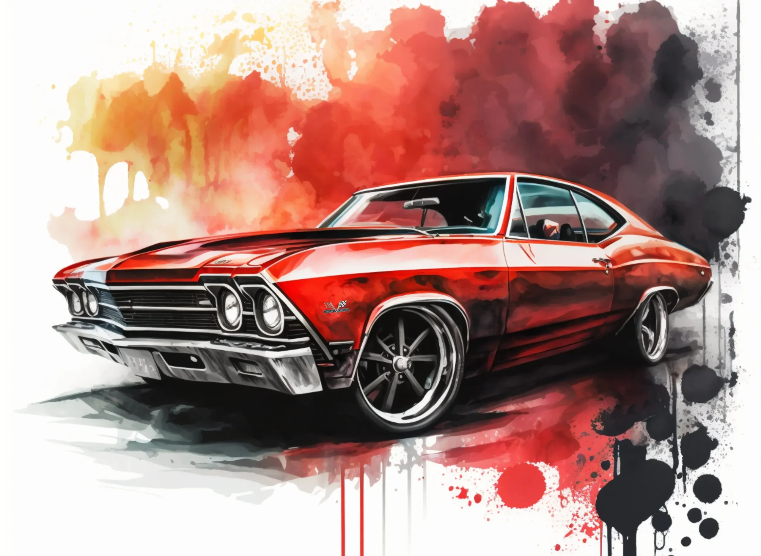 Plakat z zabytkowymi samochodami Chevy Wzór 1