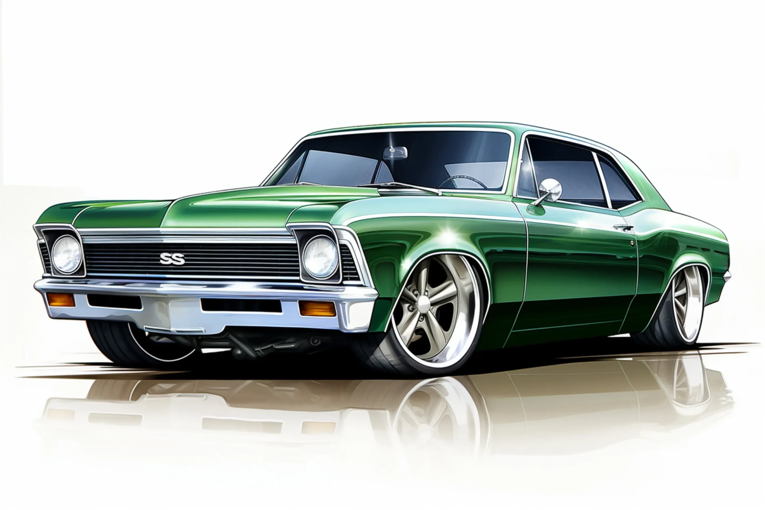 Plakat z zabytkowymi samochodami Chevy Wzór 10