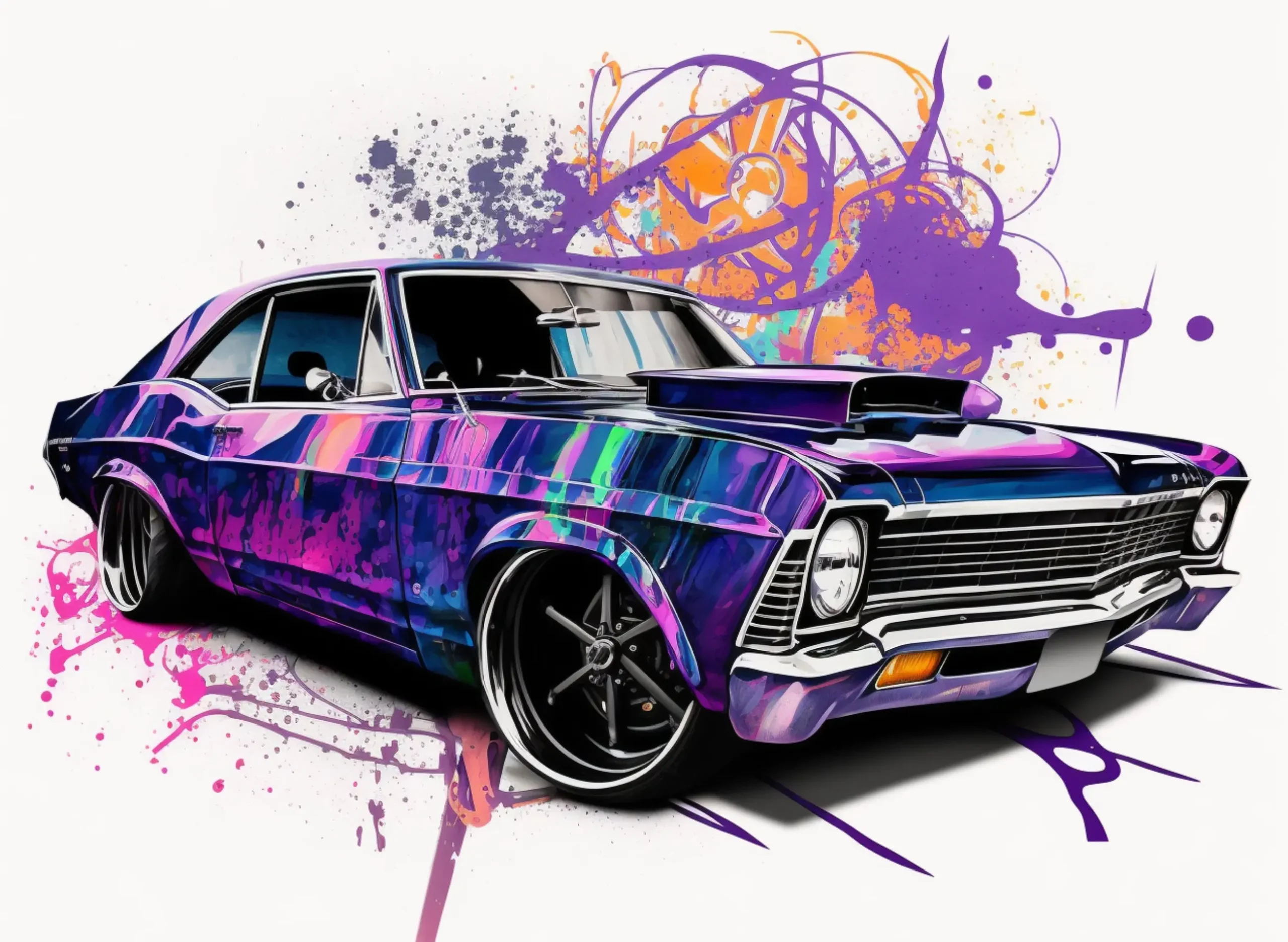 Plakat z zabytkowymi samochodami Chevy Wzór 11
