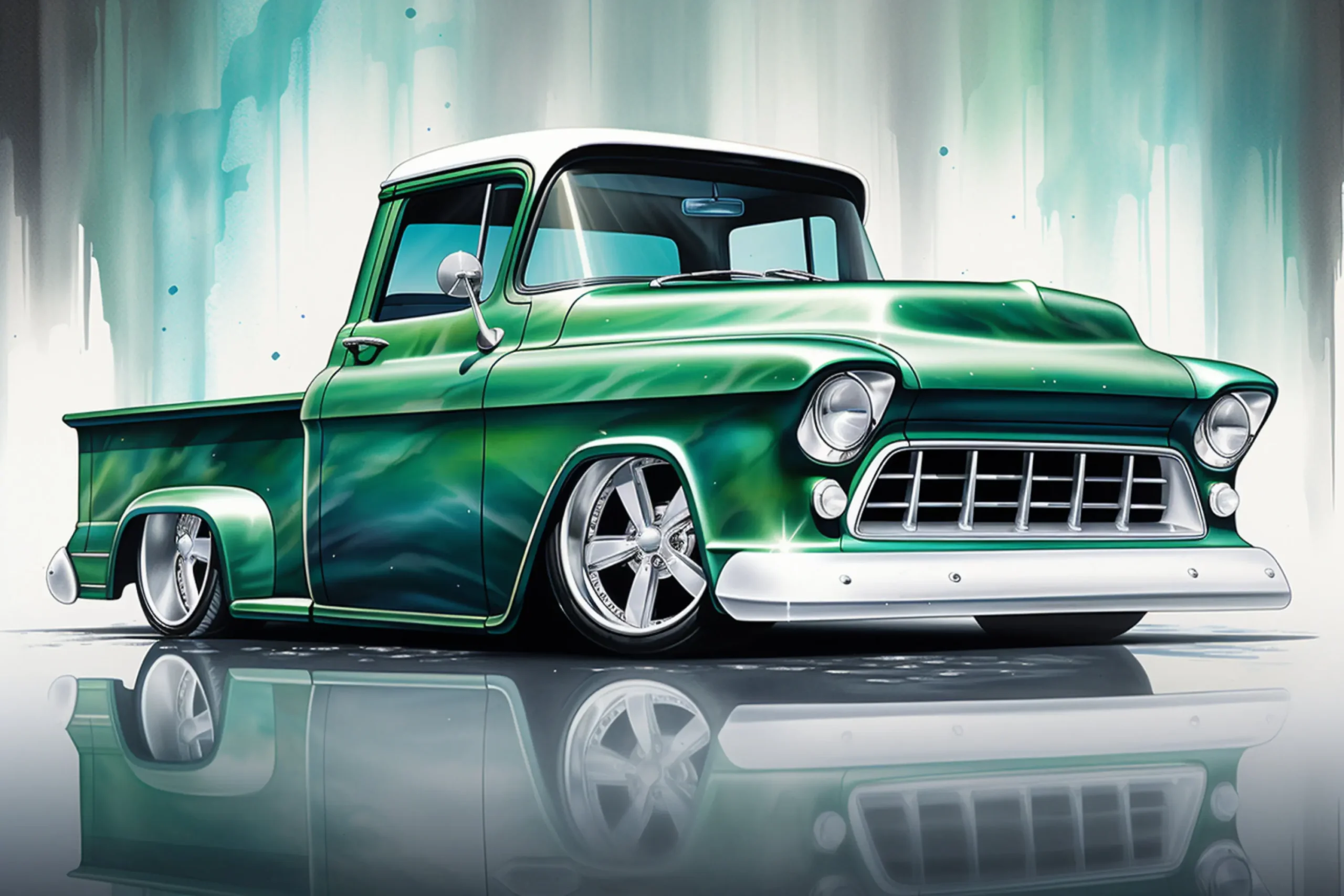 Plakat z zabytkowymi samochodami Chevy Wzór 12