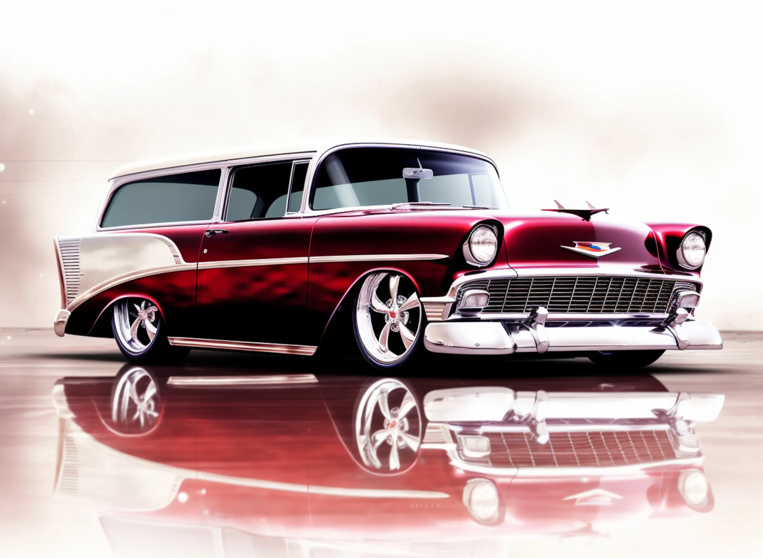 Plakat z zabytkowymi samochodami Chevy Wzór 7