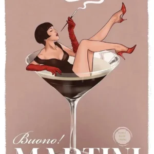 Włoski plakat vintage - kuchnia, wino i makaron Wzór 1