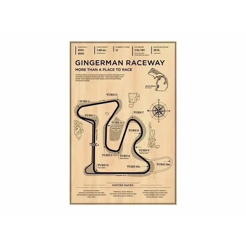 Plakat vintage wyścigi samochodowe Jasnoszary