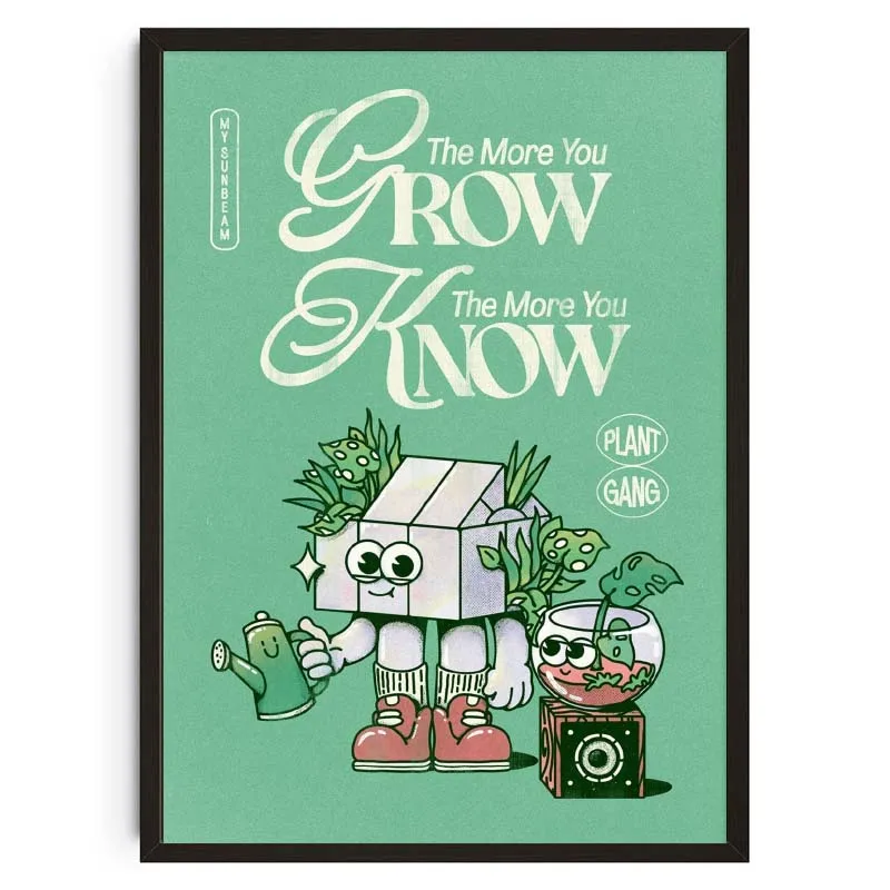 Plakat vintage zwierzęta i kwiaty Zeleń i pomarańcz