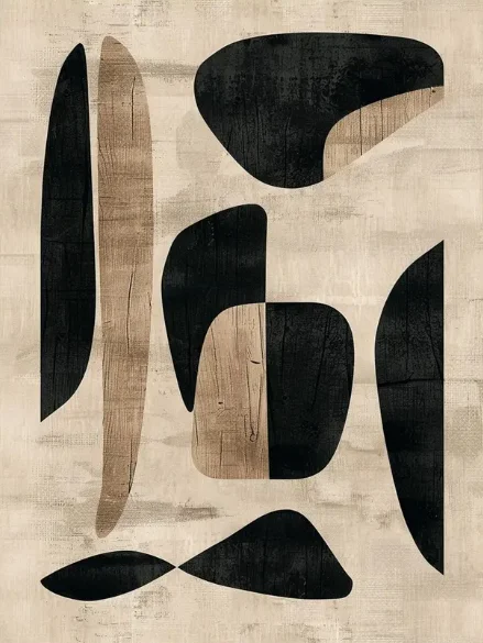 Wabi-Sabi - beżowa abstrakcja z fakturą Granatowy