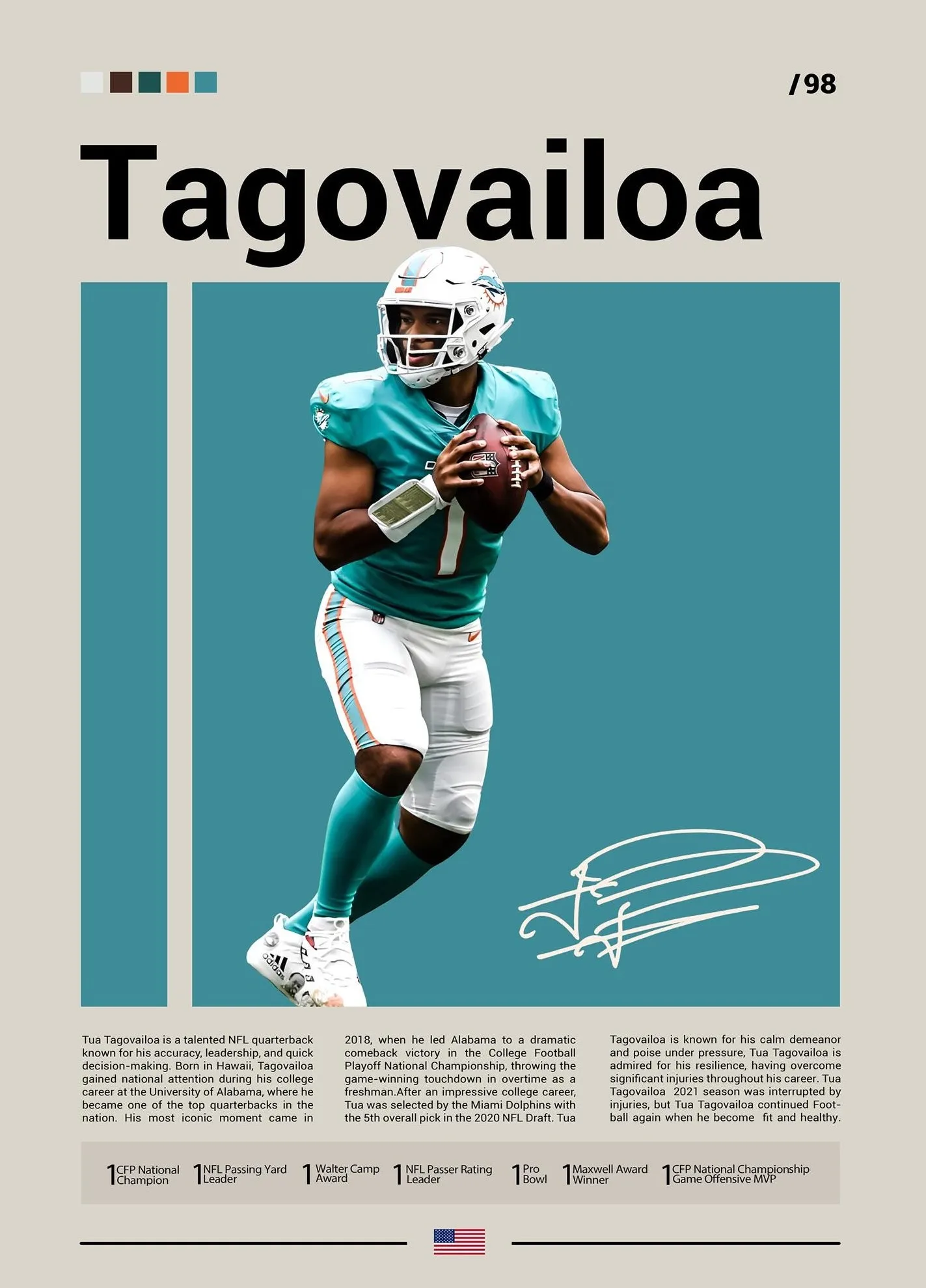Walter Payton – plakat futbolu amerykańskiego Wzór 11