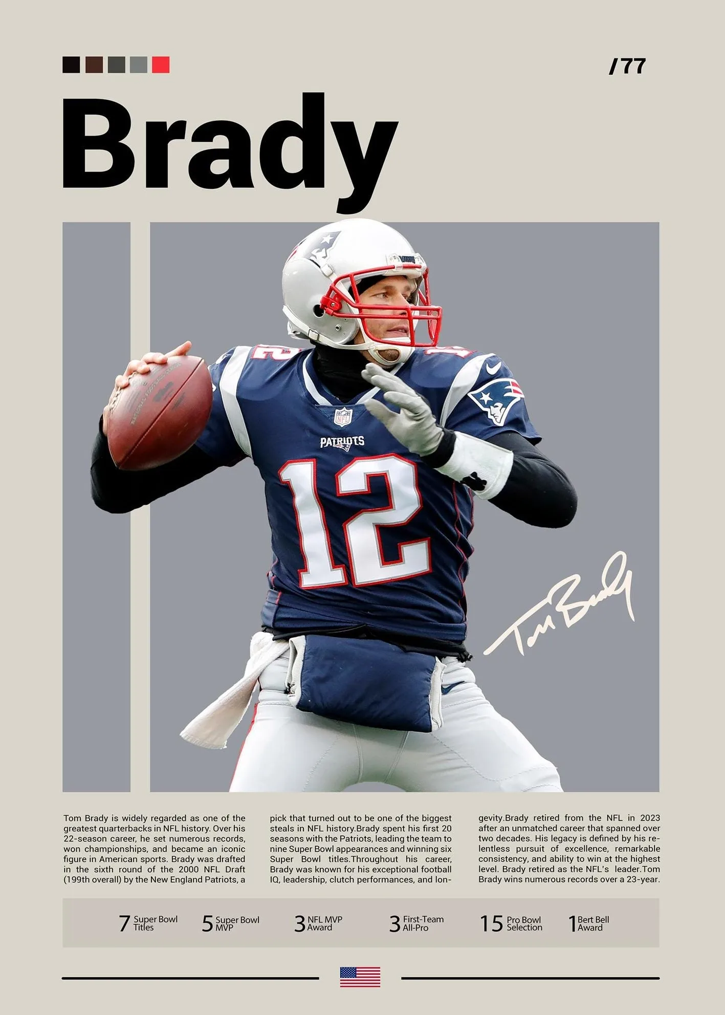 Walter Payton – plakat futbolu amerykańskiego Wzór 12