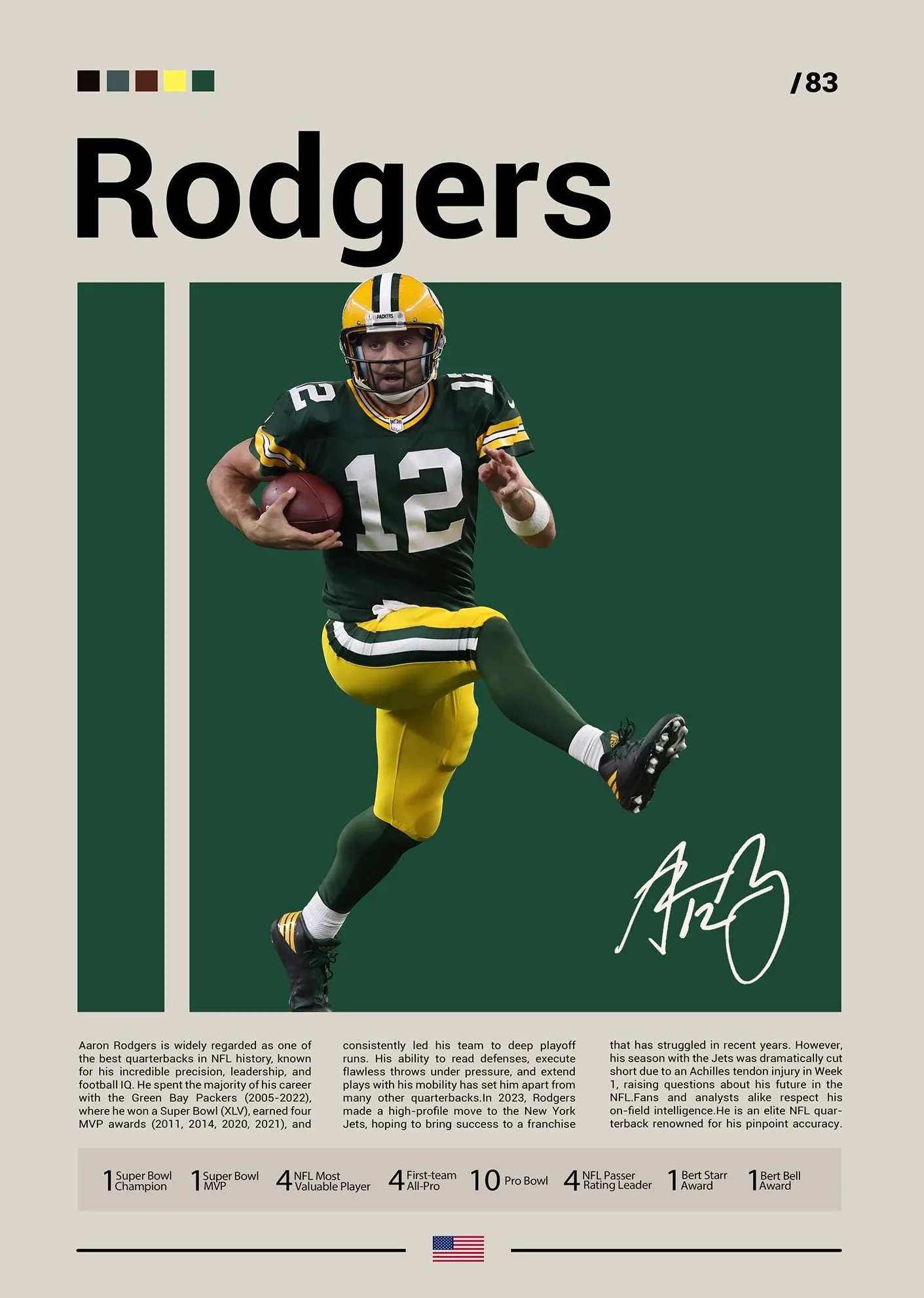 Walter Payton - plakat futbolu amerykańskiego Wzór 3