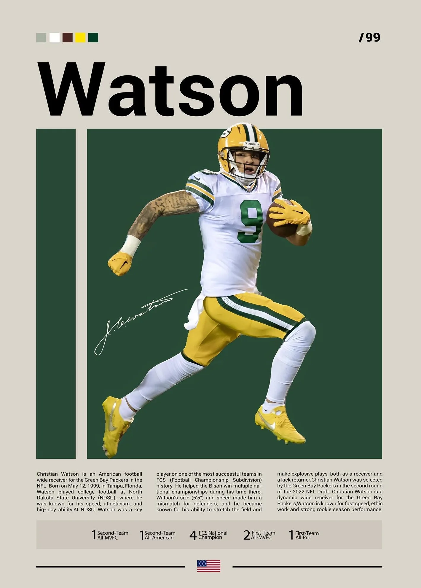 Walter Payton - plakat futbolu amerykańskiego Wzór 5