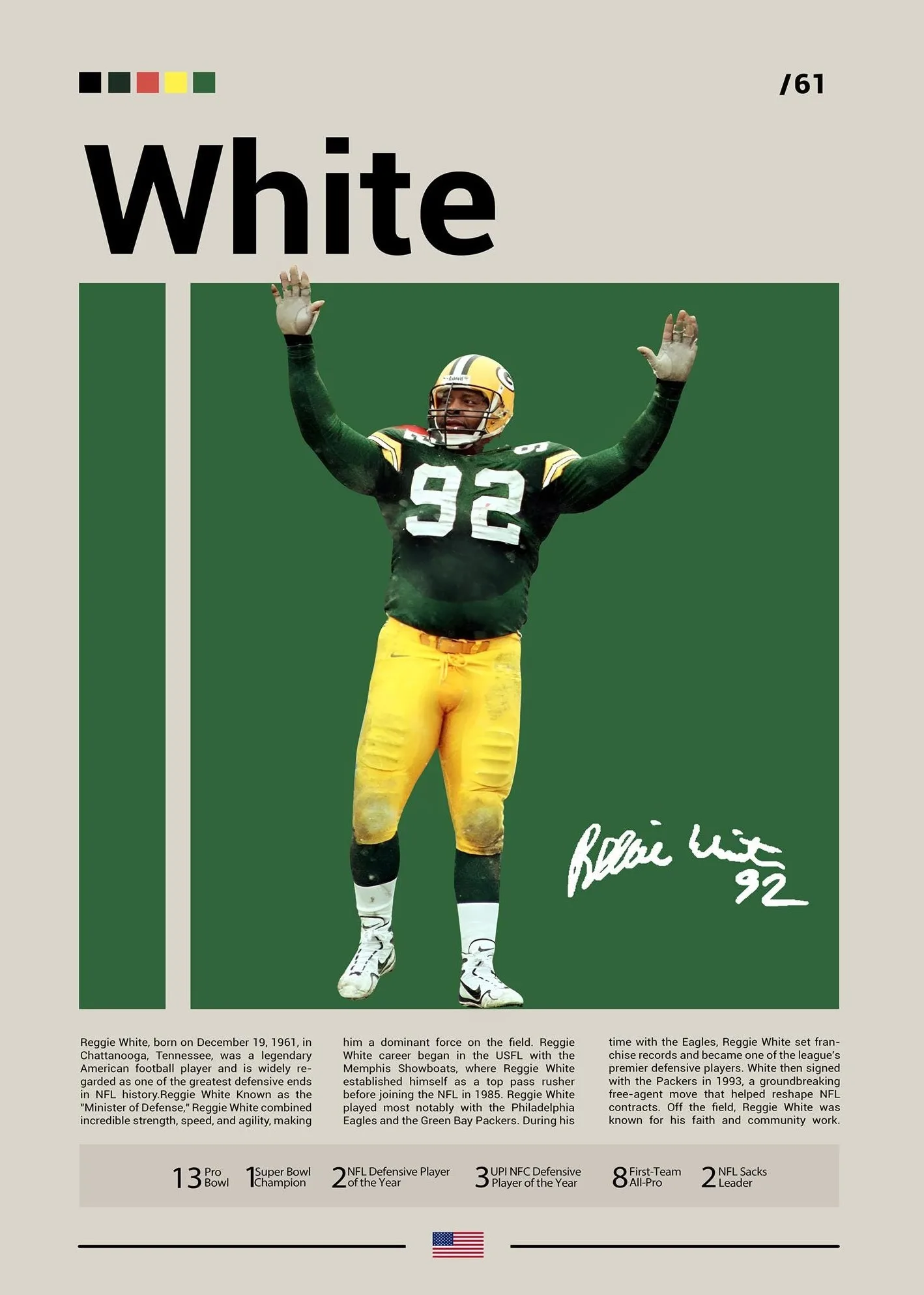 Walter Payton - plakat futbolu amerykańskiego Wzór 6