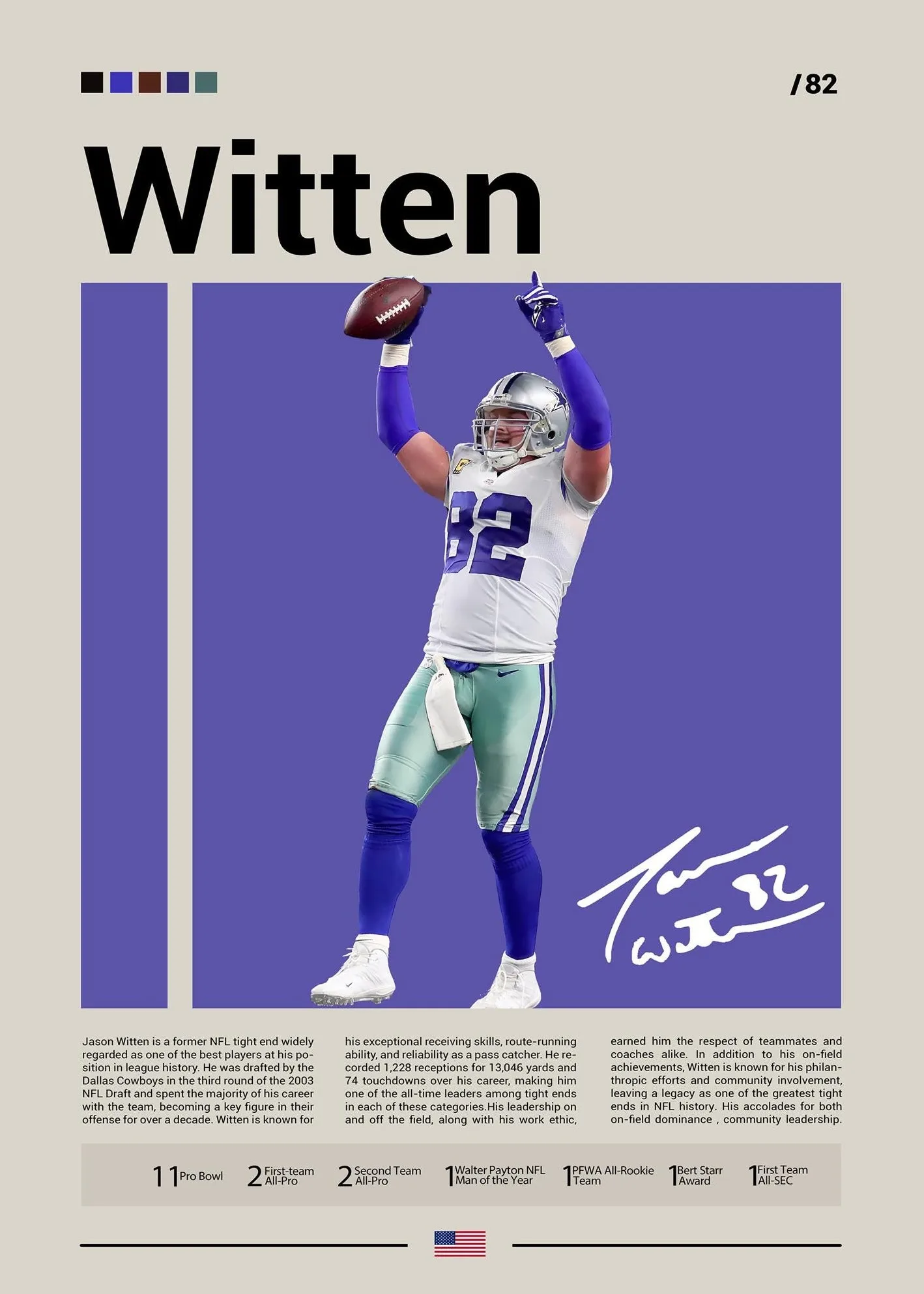 Walter Payton - plakat futbolu amerykańskiego Wzór 7