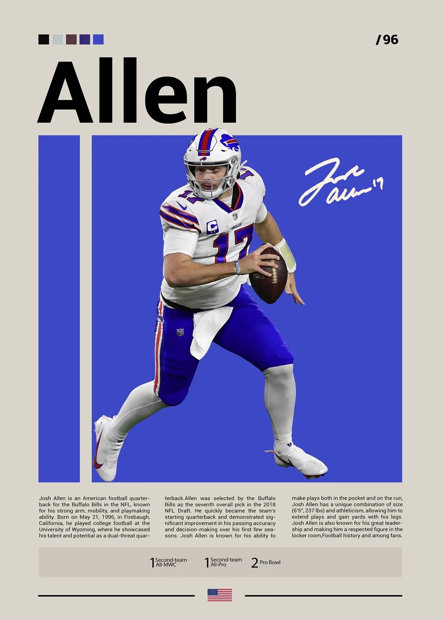 Walter Payton - plakat futbolu amerykańskiego Wzór 8