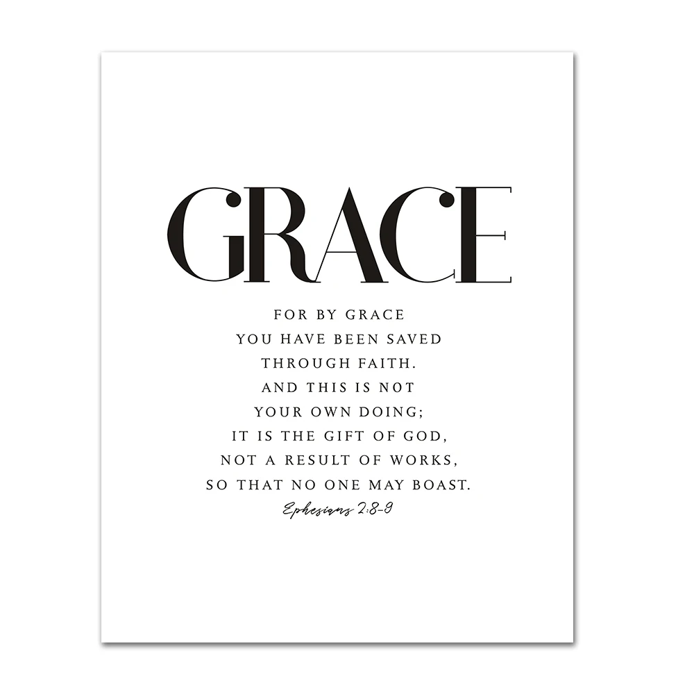 Plakat z wersetem biblijnym Faith Hope Grace Grace